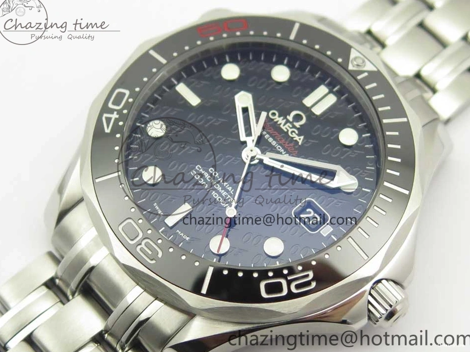 0206 Seamaster 300M Chronometer SS “007” Limited Edition OMF 1:1 Best Edition on SS Bracelet A2824 (Black Balance Wheel) V Seasonal 7952